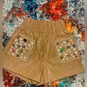 Jewel pleather shorts